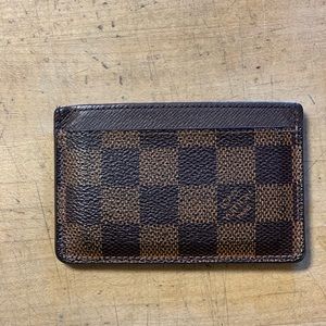 Brown Louis Vuitton damier print card holder